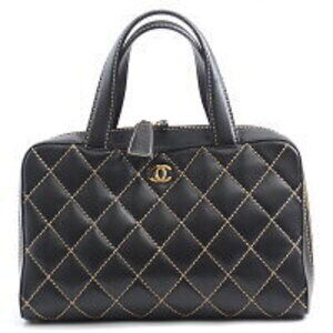 Chanel Wild Stitch Handbag Tote Bag Boston Black
